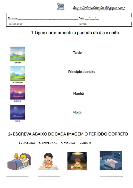 Plano de aula com períodos do dia