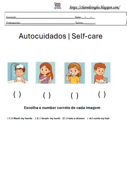 Plano de aula com vocabulário de autocuidados