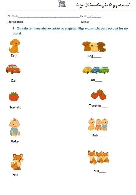 Atividade de plural dos substantivos