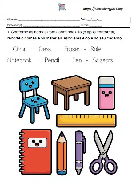 Atividade sobre itens da sala de aula