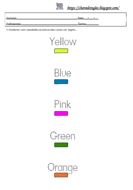 Atividade de cores em inglês