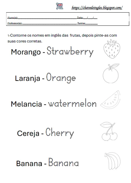 Atividade de frutas em inglês