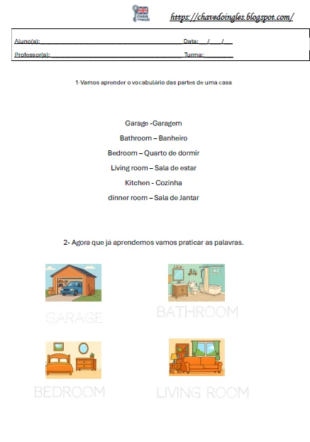 Atividade de partes da casa em inglês