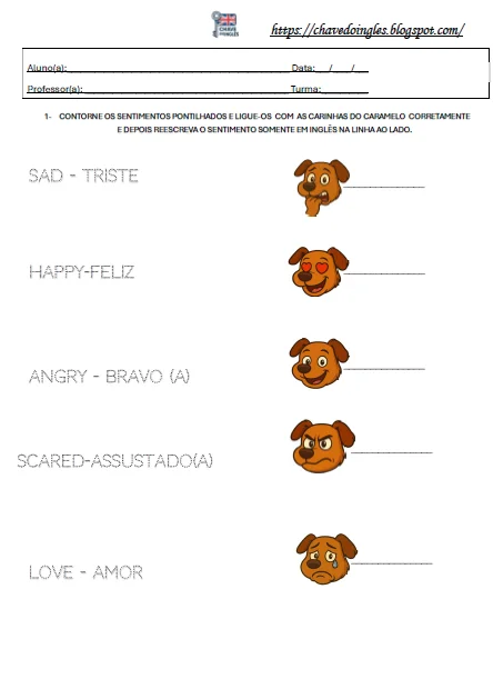Atividade de sentimentos em inglês